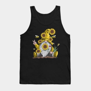 Gnome With Bee Sunflower Hippie Tank Top